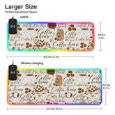 Coffee House Wireless Charging Mouse Pad for Mobile Phone Extra Large Gaming Mousepad with 13 Lighting Modes Mouse Mat for Gaming MacBook PC Laptop Desk Home Office